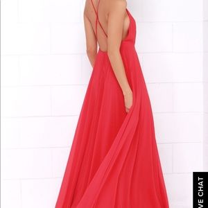 Red full length Lulus dress